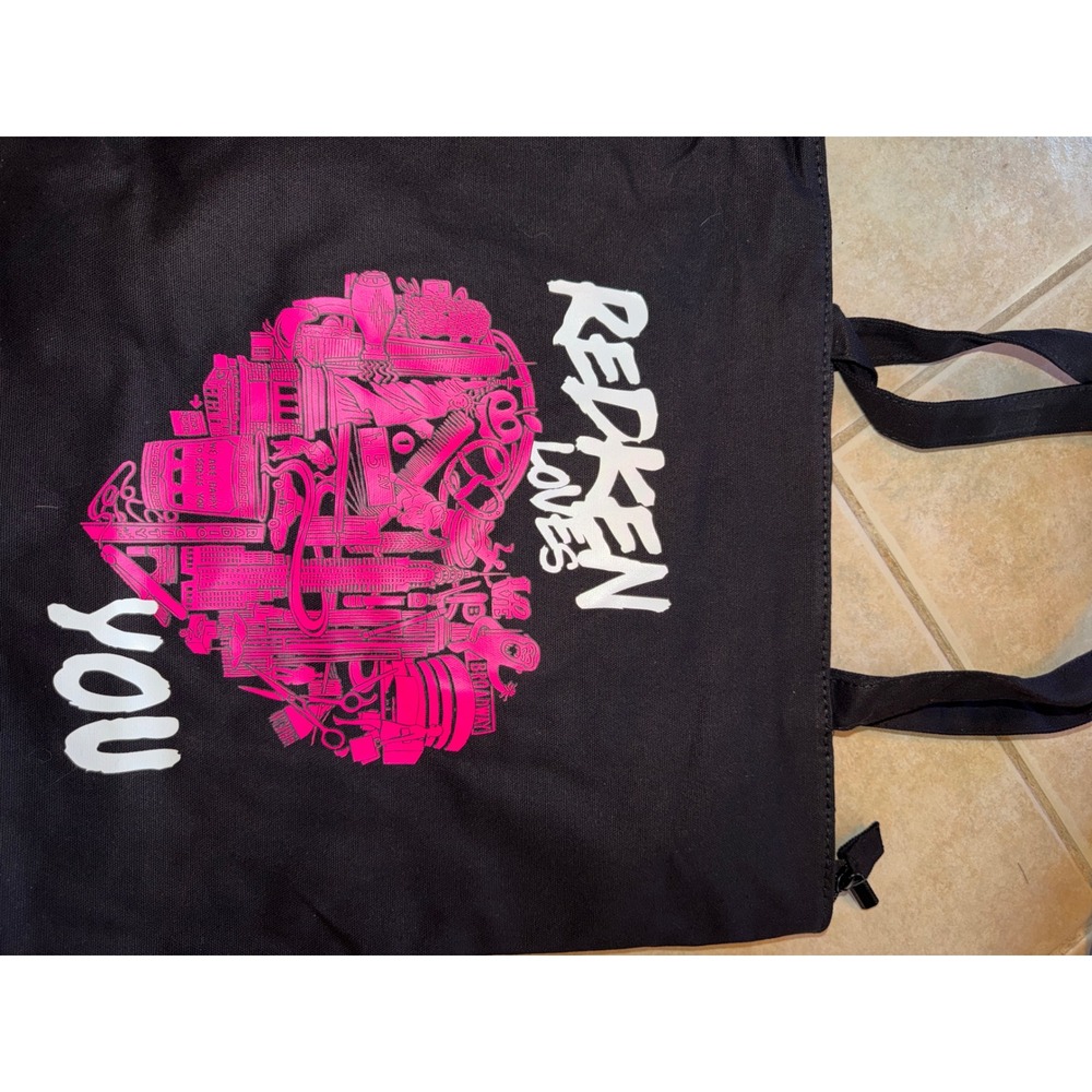 Redken‎ Loves You Black Canvas Tote Bag NYC Heart Zippered Salon Bag stylist
